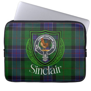 Sinclair-Schottischer-Clan-Tartan und -Wappen Laptopschutzhülle