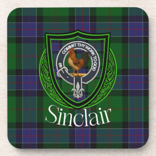 Sinclair-Schottischer-Clan-Tartan & -Wappen Getränkeuntersetzer