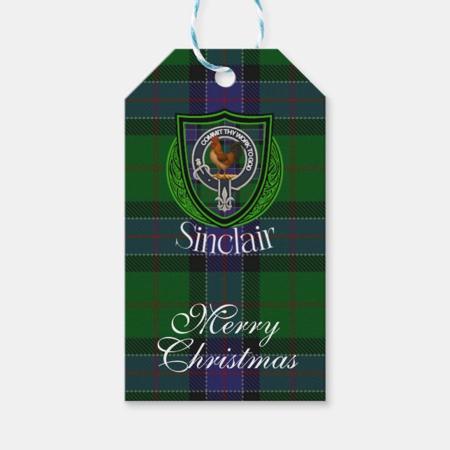 Sinclair Scottish Clan Tartan & Crest Geschenkanhänger (Vorderseite)