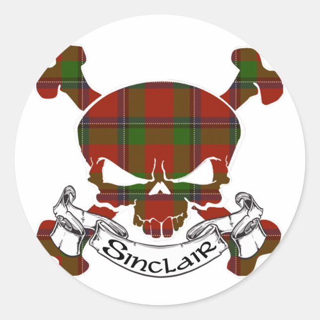 Sinclair Tartan Skull Runder Aufkleber (Vorderseite)