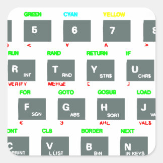 Sinclair ZX Spektrum Keyboard Keys Quadratischer Aufkleber