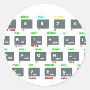 Sinclair ZX Spektrum Keyboard Keys Runder Aufkleber