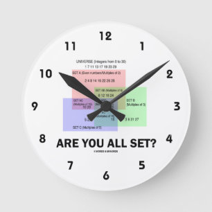 Sind Sie alles Set? (Mathe-Set-Theorie-Haltung) Runde Wanduhr