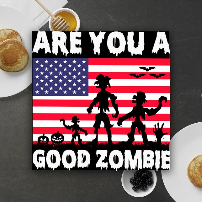 Sind Sie ein gutes Zombie USA Flag Spooky Hallowee Rechteckiger Pappuntersetzer (Von Creator hochgeladen)