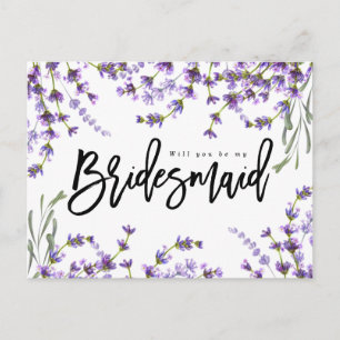sind Sie mein Blumen Brautjungfer boho Lavendel Ankündigungspostkarte