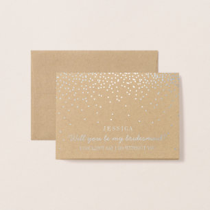 Sind Sie meine Brautjungfer? Vintager Confetti Folienkarte