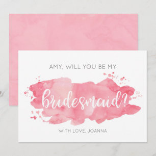 Sind Sie meine Brautjungfern-Aquarell-Rosa-Karte Einladung