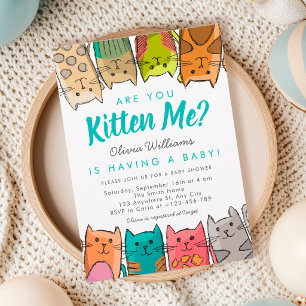 Sind Sie mich Kätzchen? Neutrale Babyparty mit Kät Einladung