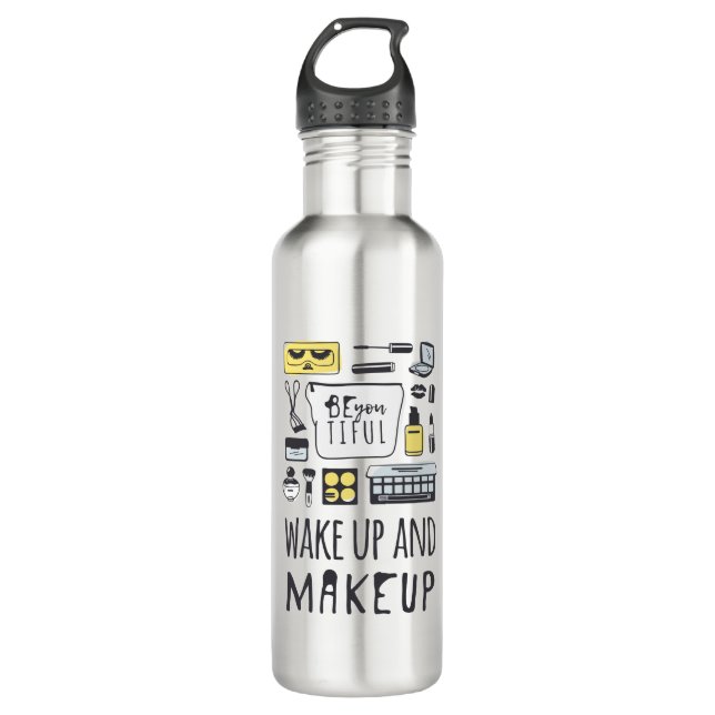 Sind Sie Tiful, den | und Make-up aufwachen Edelstahlflasche (Vorderseite)