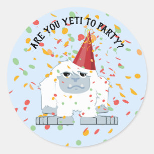 Sind Sie Yeti Party Niedlichen Cartoon Yeti Runder Aufkleber
