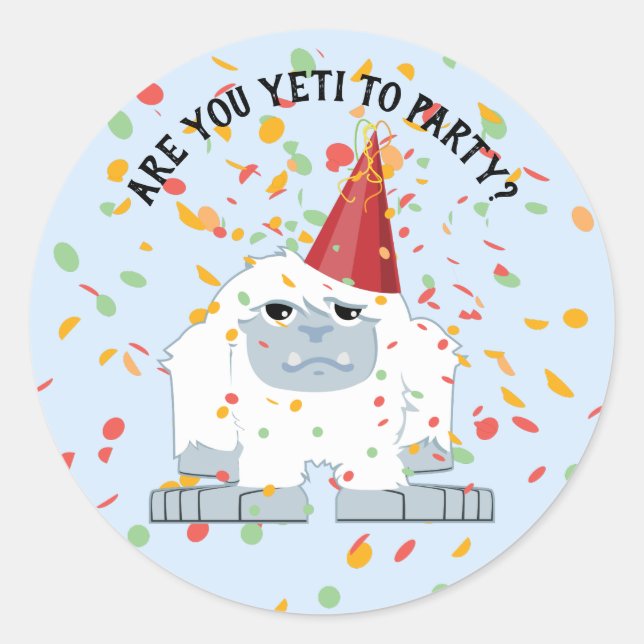 Sind Sie Yeti Party Niedlichen Cartoon Yeti Runder Aufkleber (Vorderseite)