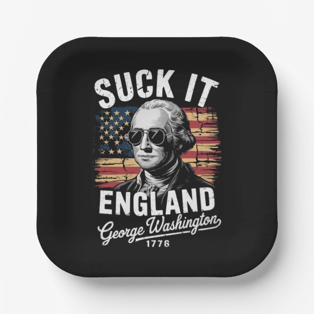 Sind zum Kotzen England 4. Juli George Washington  Pappteller (Vorderseite)