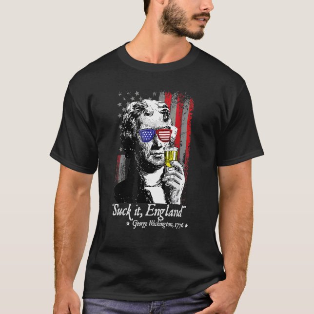 Sind zum Kotzen England 4. Juli George Washington  T-Shirt (Vorderseite)