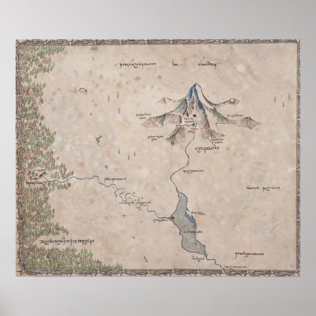Sindarin Karte des einsamen Berges Poster (Vorne)