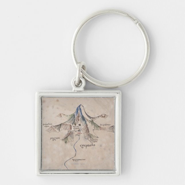 Sindarin Karte des einsamen Berges Schlüsselanhänger (Vorne)