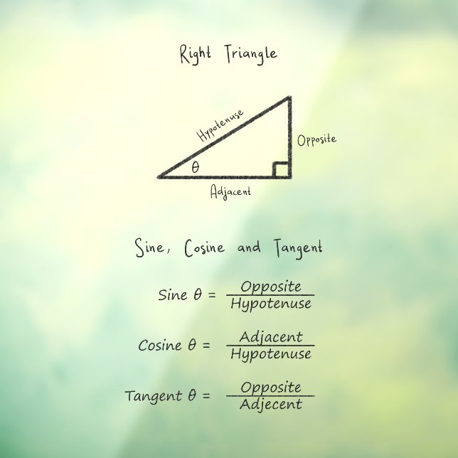 Sine Cosine Tangent Trigonometry Math Black Fensteraufkleber (Blatt 3)