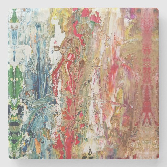 Sinfonie des Chaos - Palette Abstrakter Real Artis Steinuntersetzer (Vorderseite)