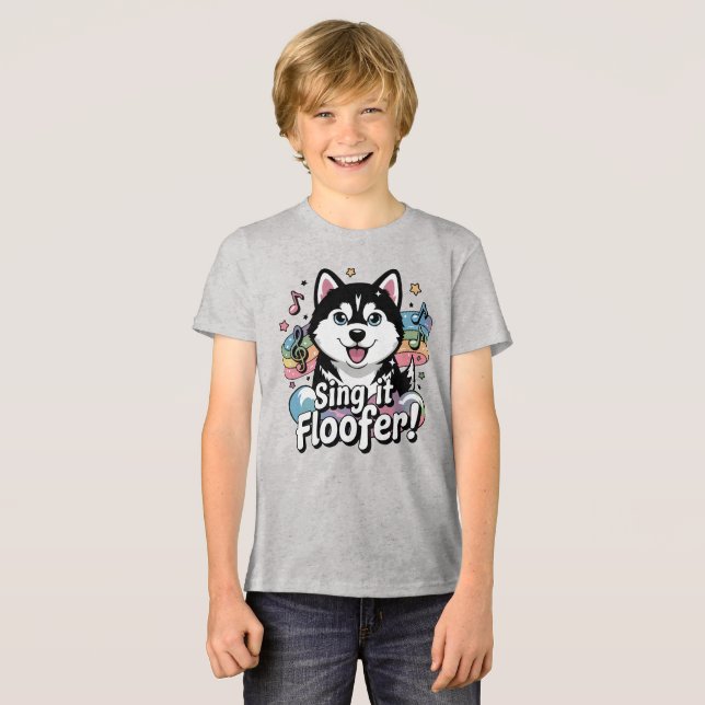 Sing es, Floofer! Kawaii Husky Howling Tri-Blend Shirt (Vorderseite voll)