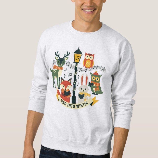Sing Into Winter (1) Woodland Choir Art Sweatshirt (Vorderseite)