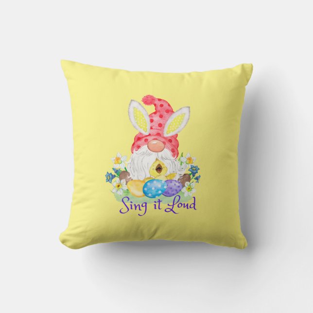 Sing it Loud Adorable Springtime Gnome Kissen (Vorderseite)