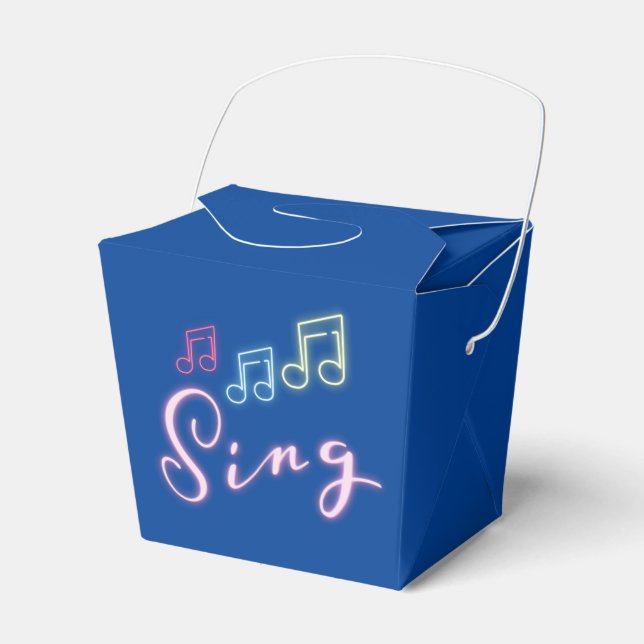 Sing Neon Musiknoten auf Blue Geschenkschachtel (Vorderseite)