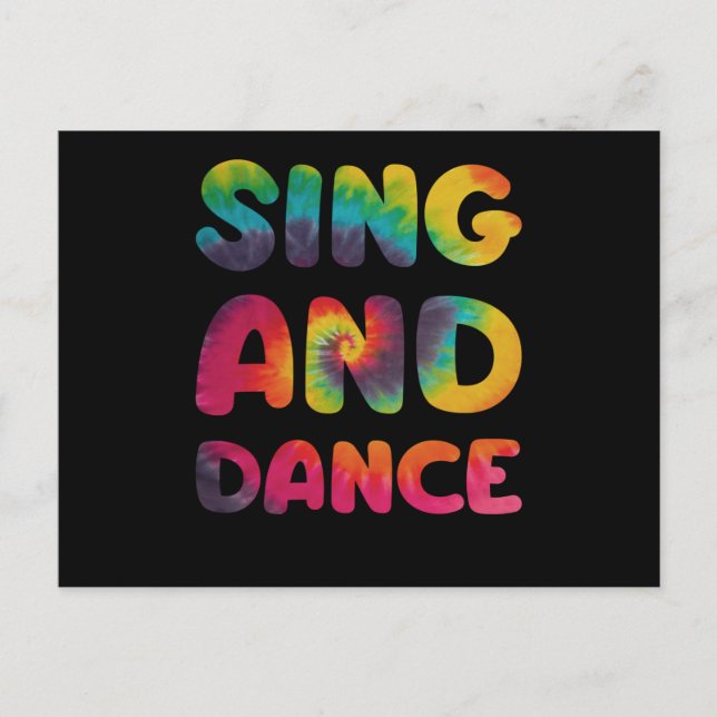 Sing und Dance Hippie Gefärbte Krawatte Postkarte (Vorderseite)