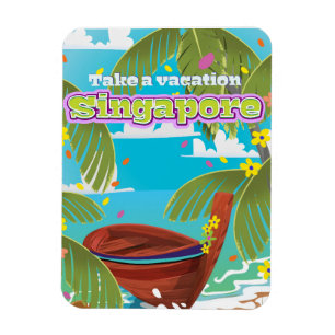 Singapore Cartoon Reiseplakatkunst. Magnet