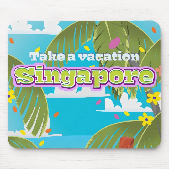 Singapore Cartoon Reiseplakatkunst. Mousepad (Vorne)