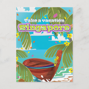 Singapore Cartoon Reiseplakatkunst. Postkarte