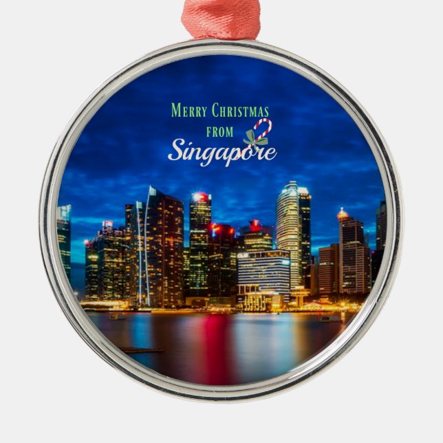 Singapore Christmas Ornament Aus Metall (Vorne)