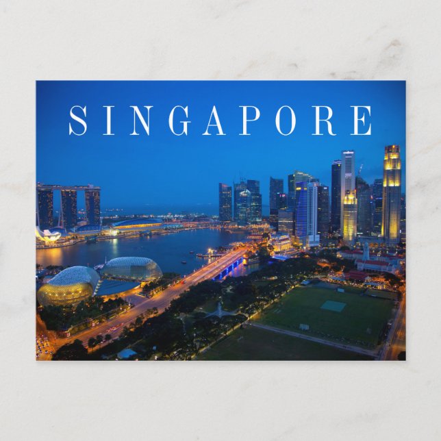 Singapore Downtown at Night Postkarte (Vorderseite)