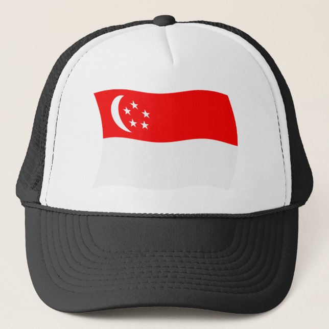 Singapore Flag Hat Truckerkappe (Vorderseite)