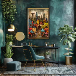 Singapore: Lion City - Whimsical Art Poster