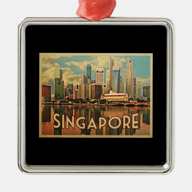 Singapore Skyline Ornament Aus Metall (Vorne)