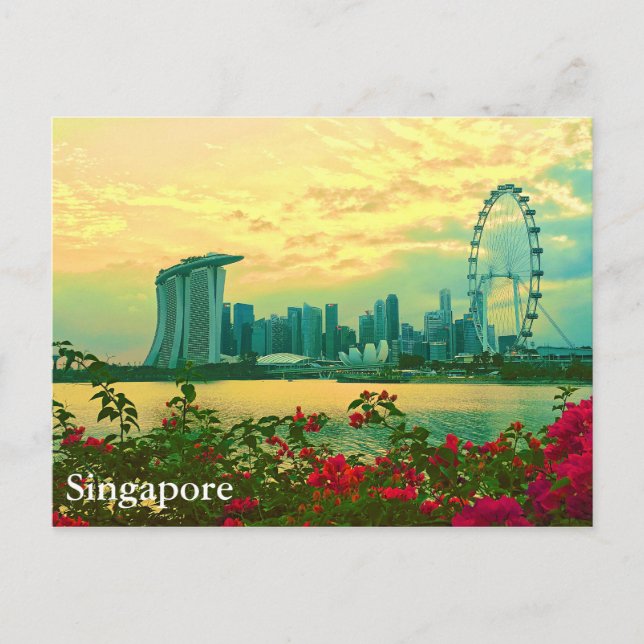 Singapore Skyline Postkarte (Vorderseite)