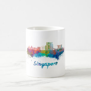 Singapore V2 skyline im Watercolor Kaffeetasse