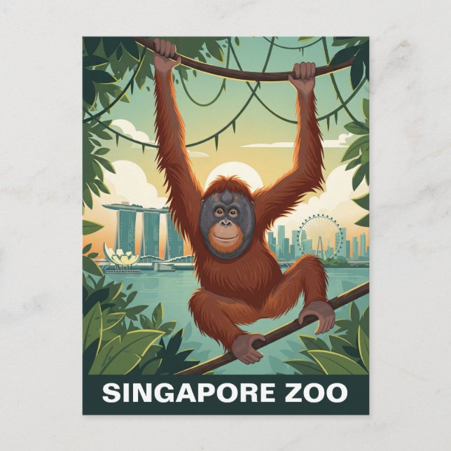 Singapore Zoo Travel Postkarte (Vorderseite)