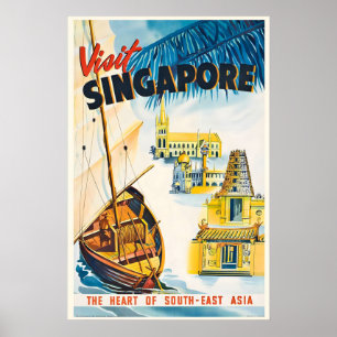 Singapour Asie Monde Voyage Affiche de voyage vint