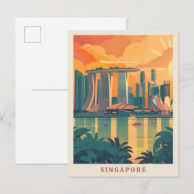 Singapur Art Elegante Postkarte (Vorne/Hinten)