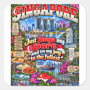 Singapur-Aufkleber Quadratischer Aufkleber