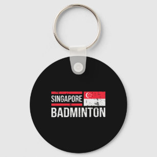 Singapur Badminton Flag Racket Sport Birdie Playe Schlüsselanhänger