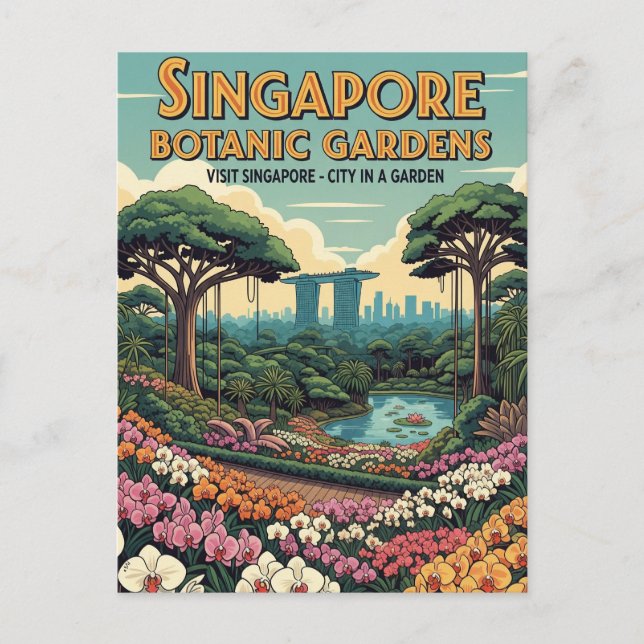 Singapur Botanic Gardens Travel Postkarte (Vorderseite)