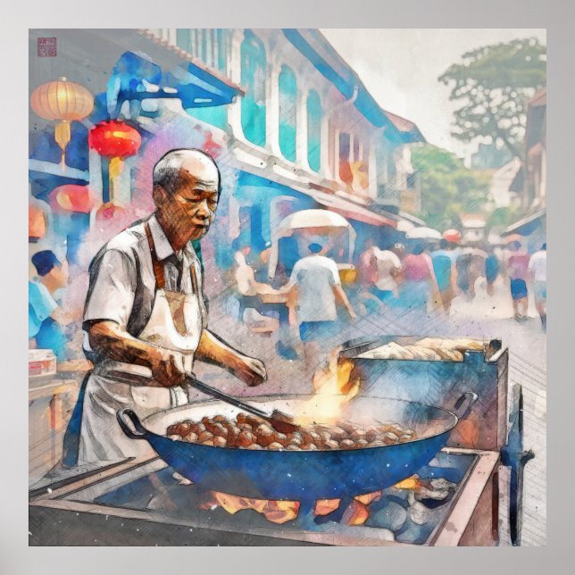 Singapur Chestnut Hawker - Large Archival Print Poster (Vorne)