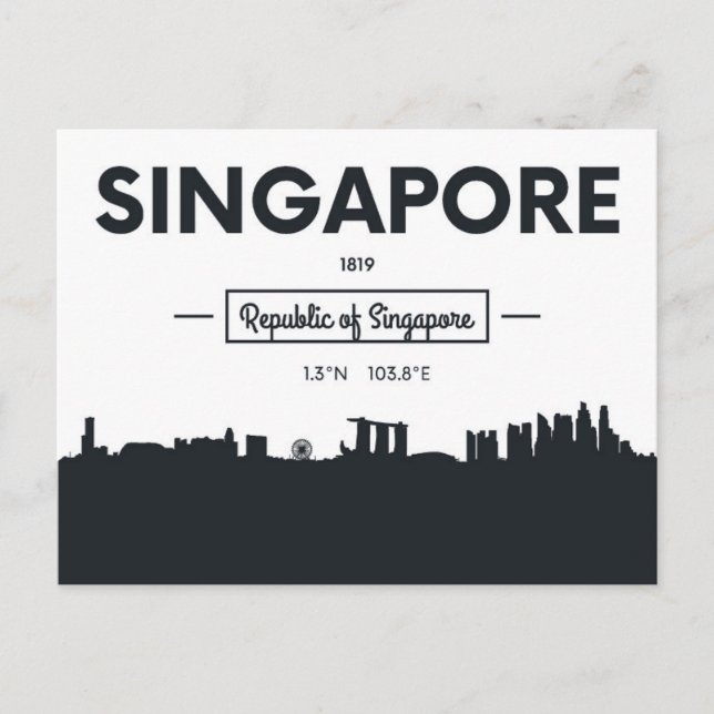 Singapur, China | Städtekoordinatoren Postkarte (Vorderseite)