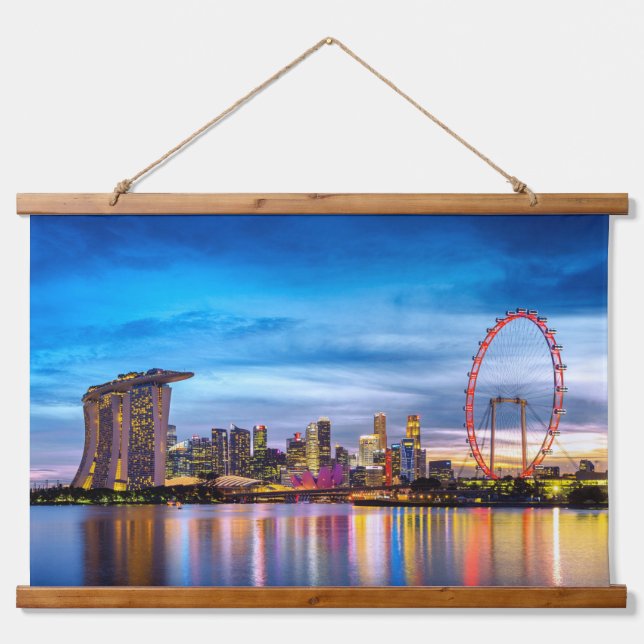 Singapur-China Wandteppich Mit Holzrahmen (Vorne)