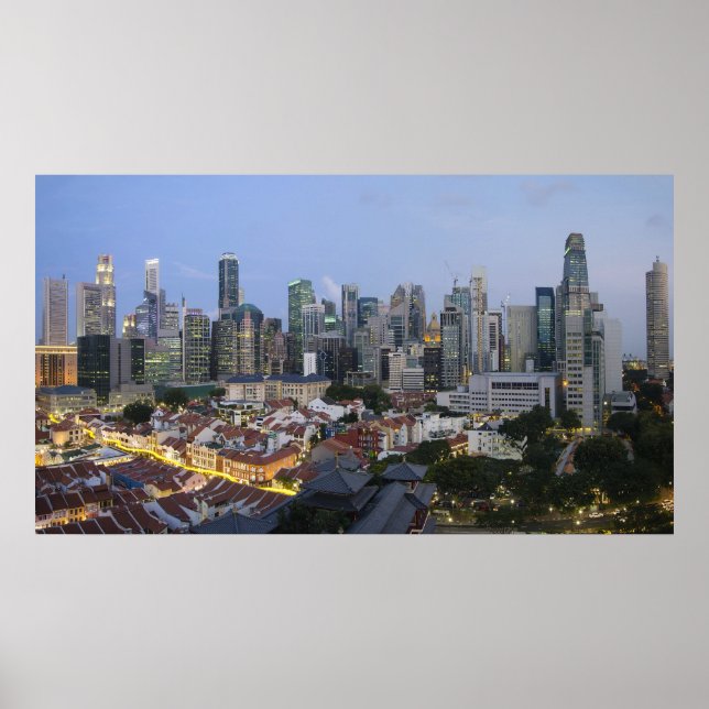Singapur City Skyline Abend Poster (Vorne)
