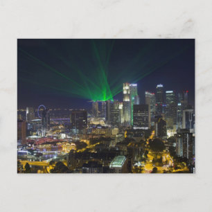 Singapur City Skyline bei der Nachtpostkarte Postkarte