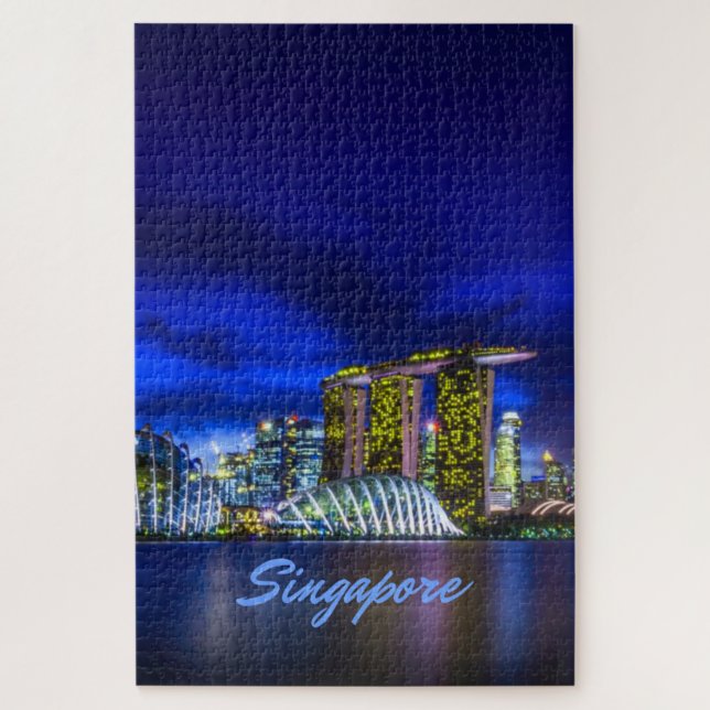 Singapur City Skyline bei Nacht (Vertikal)