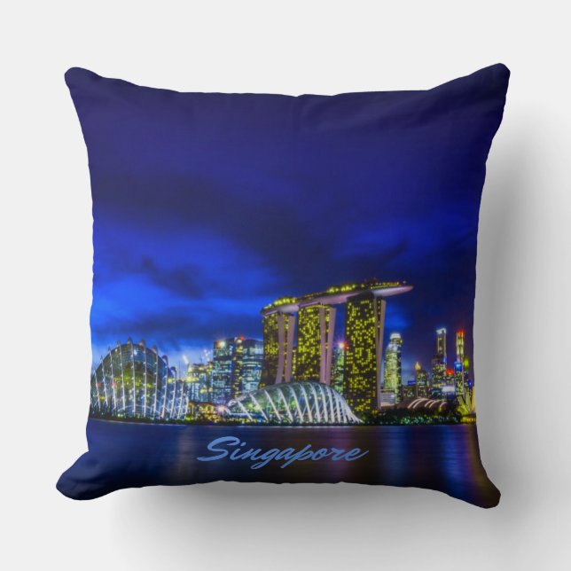Singapur City Skyline bei Nacht Kissen (Vorderseite)