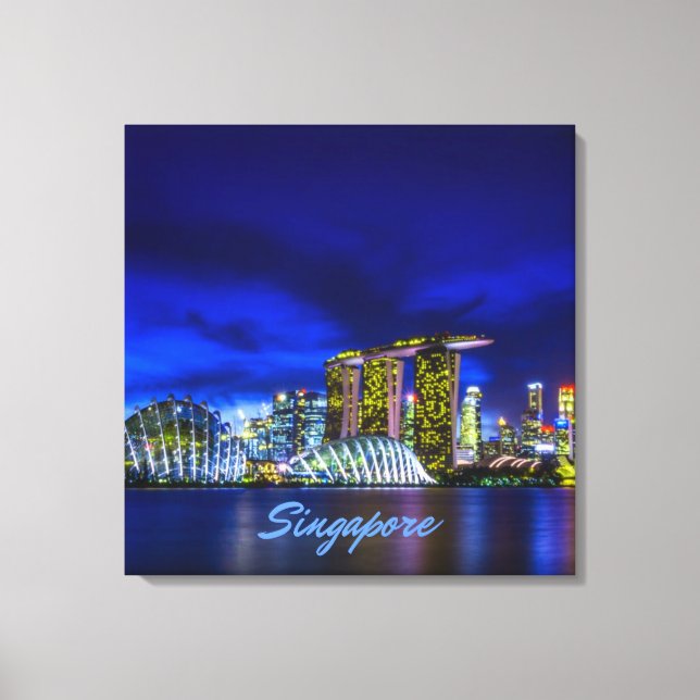 Singapur City Skyline bei Nacht Leinwanddruck (Vorderseite)
